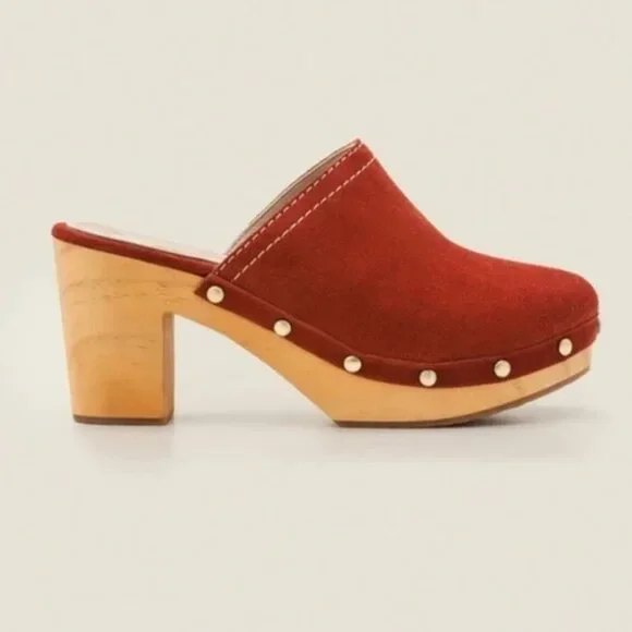 BODEN Claudette Suede Clogs in Rust Size 40 (8.5 US) - Picture 1 of 10